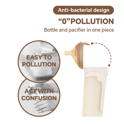 Bouteille de lait de bébé en silicone doux anti-gouttes à bouchon pliable avec mamelon à réponse naturelle (code S trou rond)