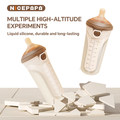 Bouteille de lait de bébé en silicone doux anti-gouttes à bouchon pliable avec mamelon à réponse naturelle (code S trou rond)