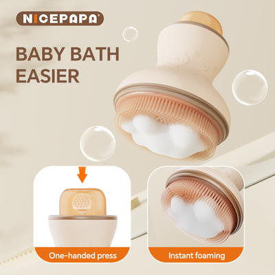 Cadeaux pour bébés Ensemble de bain de cheveux Soins de lavage silicone Brosse Soins des mains avec accessoires Officiels Produits et fournitures pour bébés