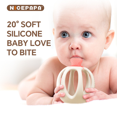 NICEPAPA EXPLORE 100% de silicone pour bébé de qualité alimentaire détecteur de dents de bébé apaisant produits pour bébé (Rose)