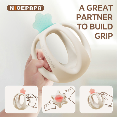 NICEPAPA EXPLORE 100% de silicone pour bébé de qualité alimentaire détecteur de dents de bébé apaisant produits pour bébé (Rose)