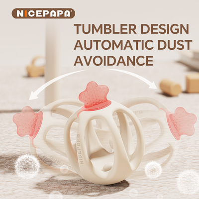 NICEPAPA EXPLORE 100% de silicone pour bébé de qualité alimentaire détecteur de dents de bébé apaisant produits pour bébé (Rose)