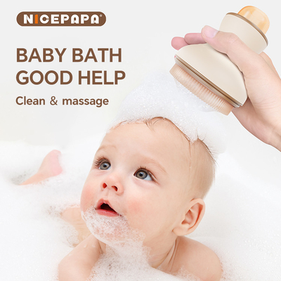 Stockage de liquide Combinaison de produits mousse lisse et shampooing de bain pour bébé Massage de nettoyage doux en silicone de qualité alimentaire